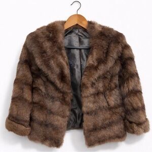 Vintage Genuine Mink Fur Capelet – Brown Cropped Fur Cape – XS–Small